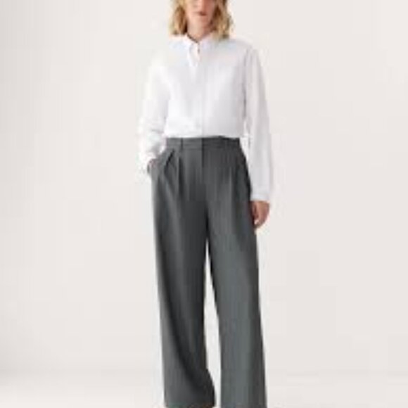 NWT Frank And Oak Emma Gray classic business wide leg lined pants size 16 - Picture 2 of 9